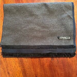 Chelsey by Joseph Fringed Reversible Dark Blue & Gray 100% Silk Scarf 12" X 72”